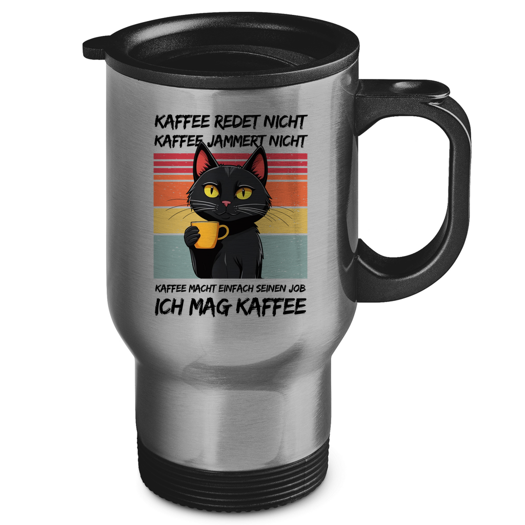 Edelstahl-Thermobecher Katzen, Ich mag Kaffee, Thermobecher