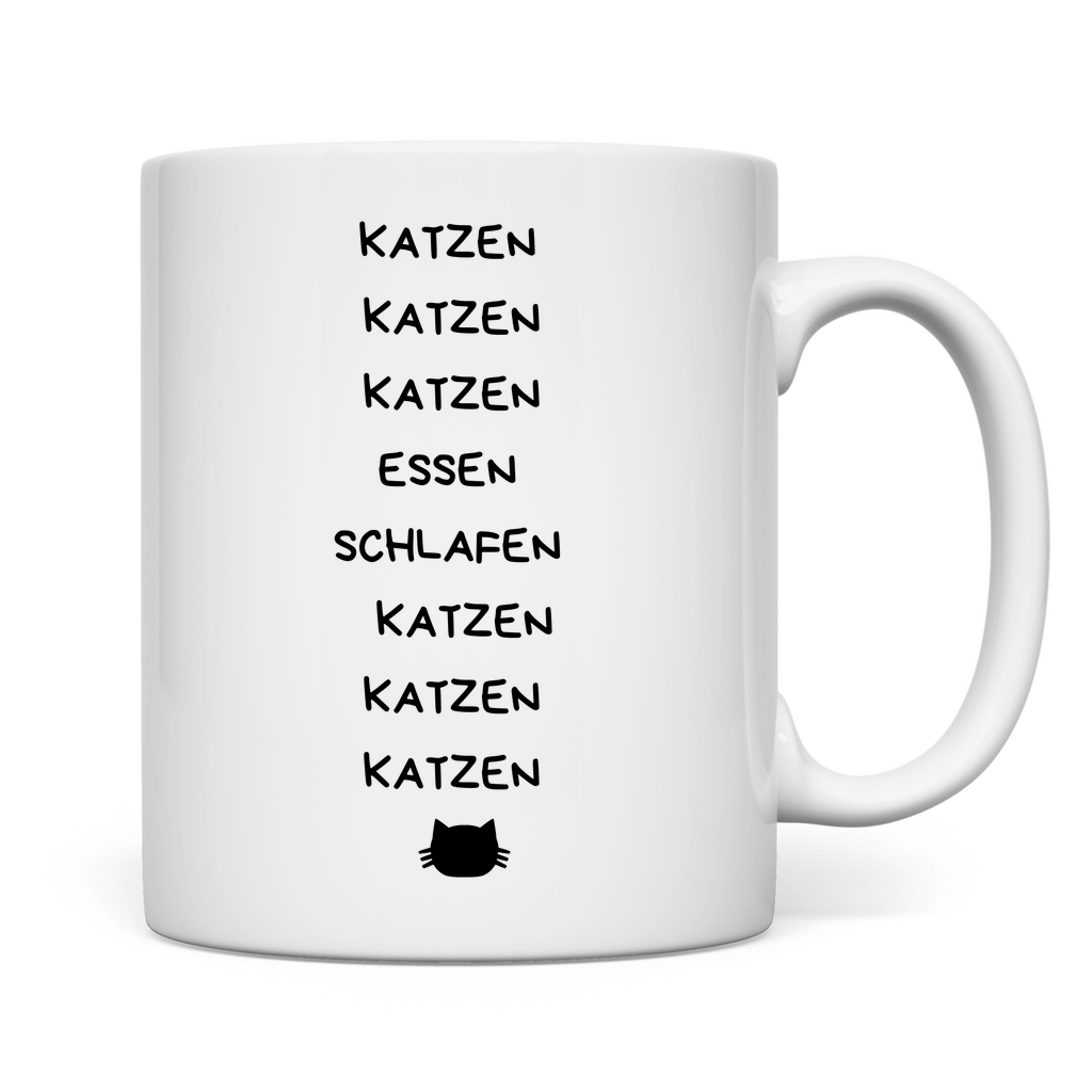 Tasse Katzen.Essen.Schlafen.Katzen