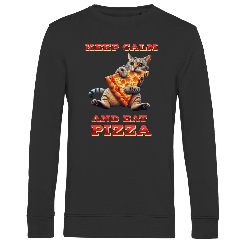 Herren Premium Bio Sweatshirt "KEEP CALM AND EAT PIZZA"