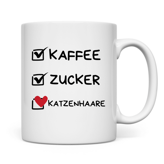 Tasse Kaffee, Zucker, Katzenhaare