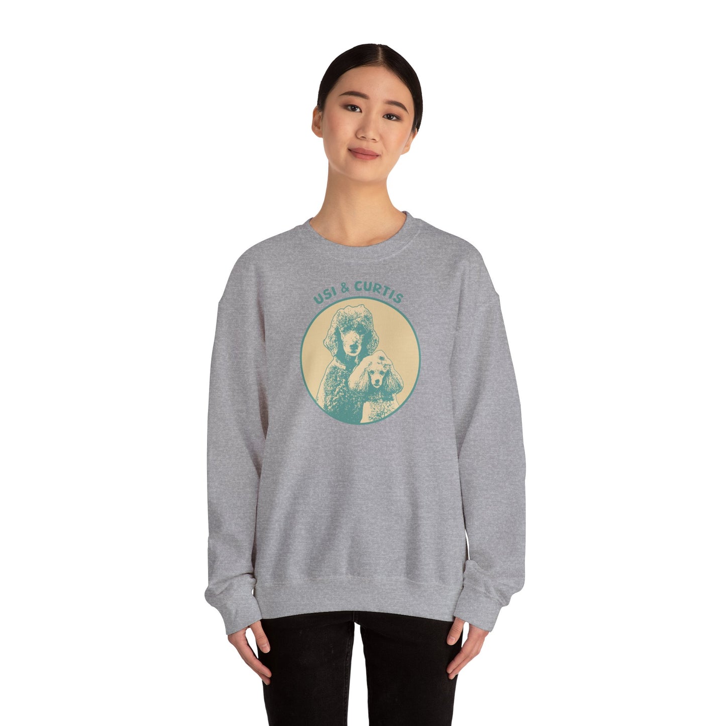 Eco-Friendly Unisex Heavy Blend™ Crewneck Sweatshirt - UsI & Curtis Poodle Design