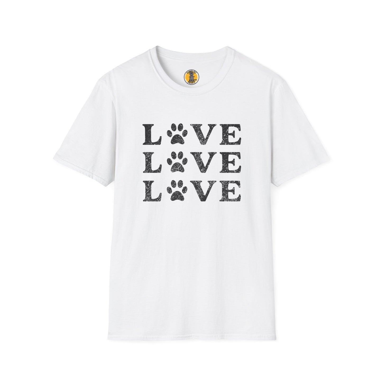 Love mit Hundepfote, Unisex Softstyle T-Shirt - Perfekt für Hundeliebhaber und als Geschenkidee