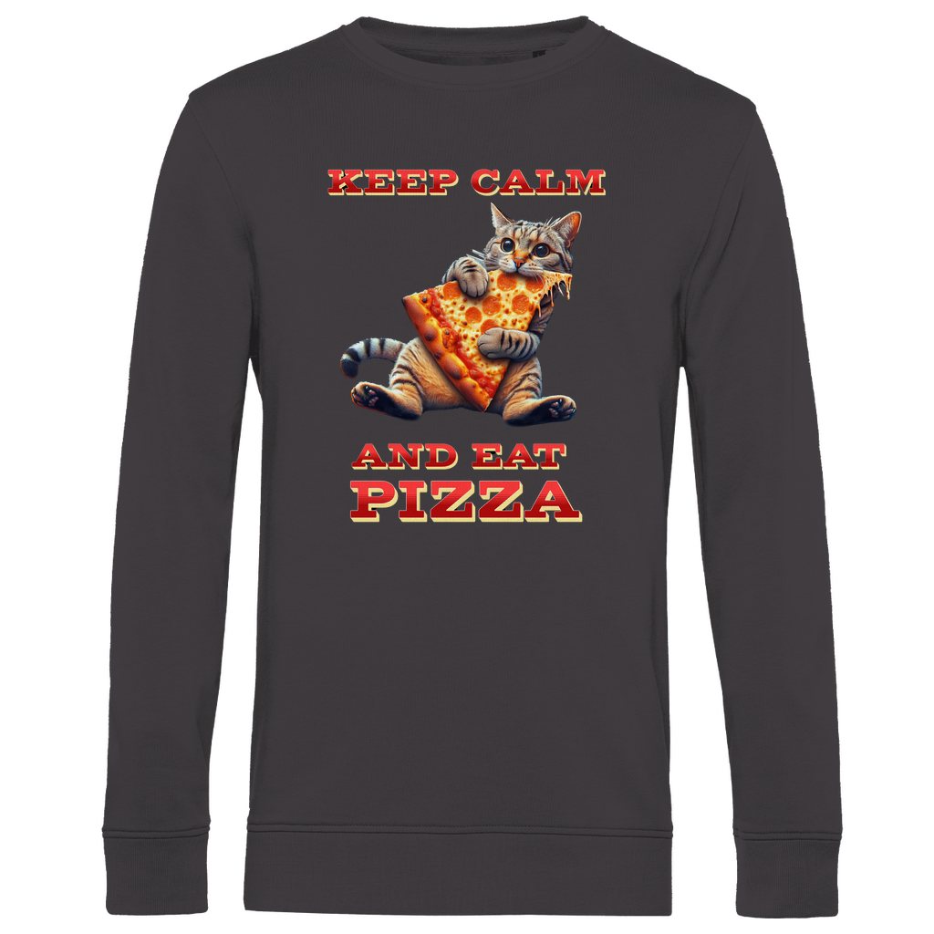 Herren Premium Bio Sweatshirt "KEEP CALM AND EAT PIZZA"