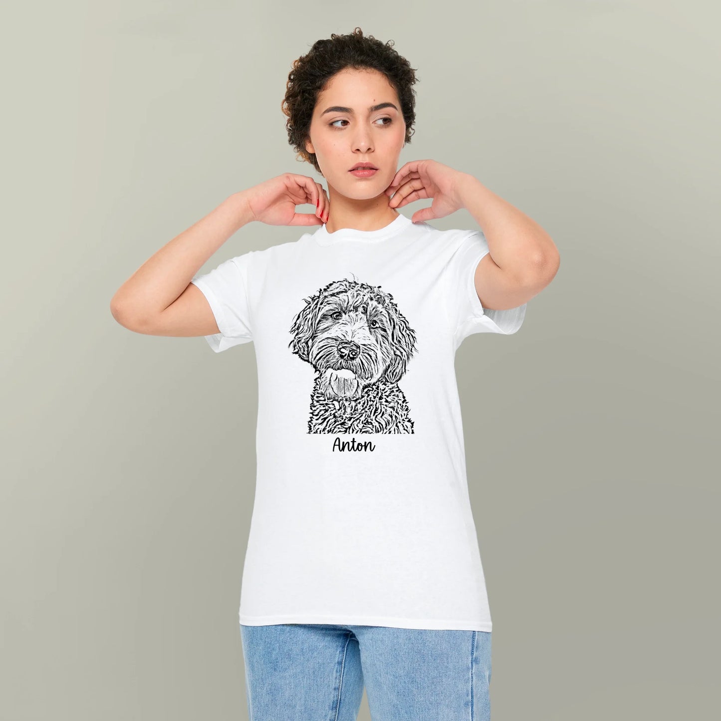 Individuelles T-Shirt mit deinem Haustier als Bleistiftzeichnung