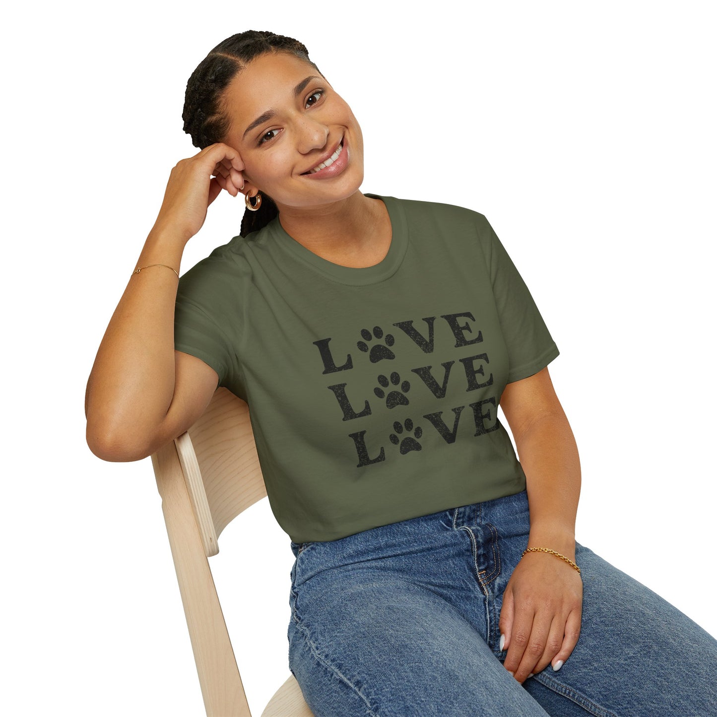 Love mit Hundepfote, Unisex Softstyle T-Shirt - Perfekt für Hundeliebhaber und als Geschenkidee