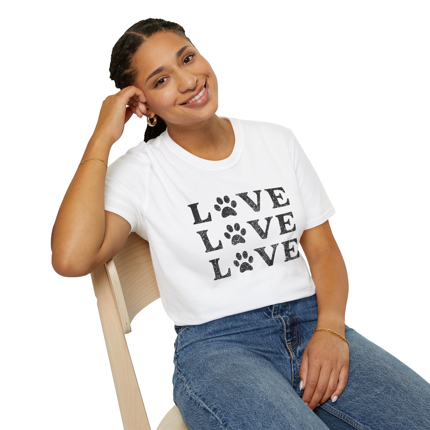 Love mit Hundepfote, Unisex Softstyle T-Shirt - Perfekt für Hundeliebhaber und als Geschenkidee