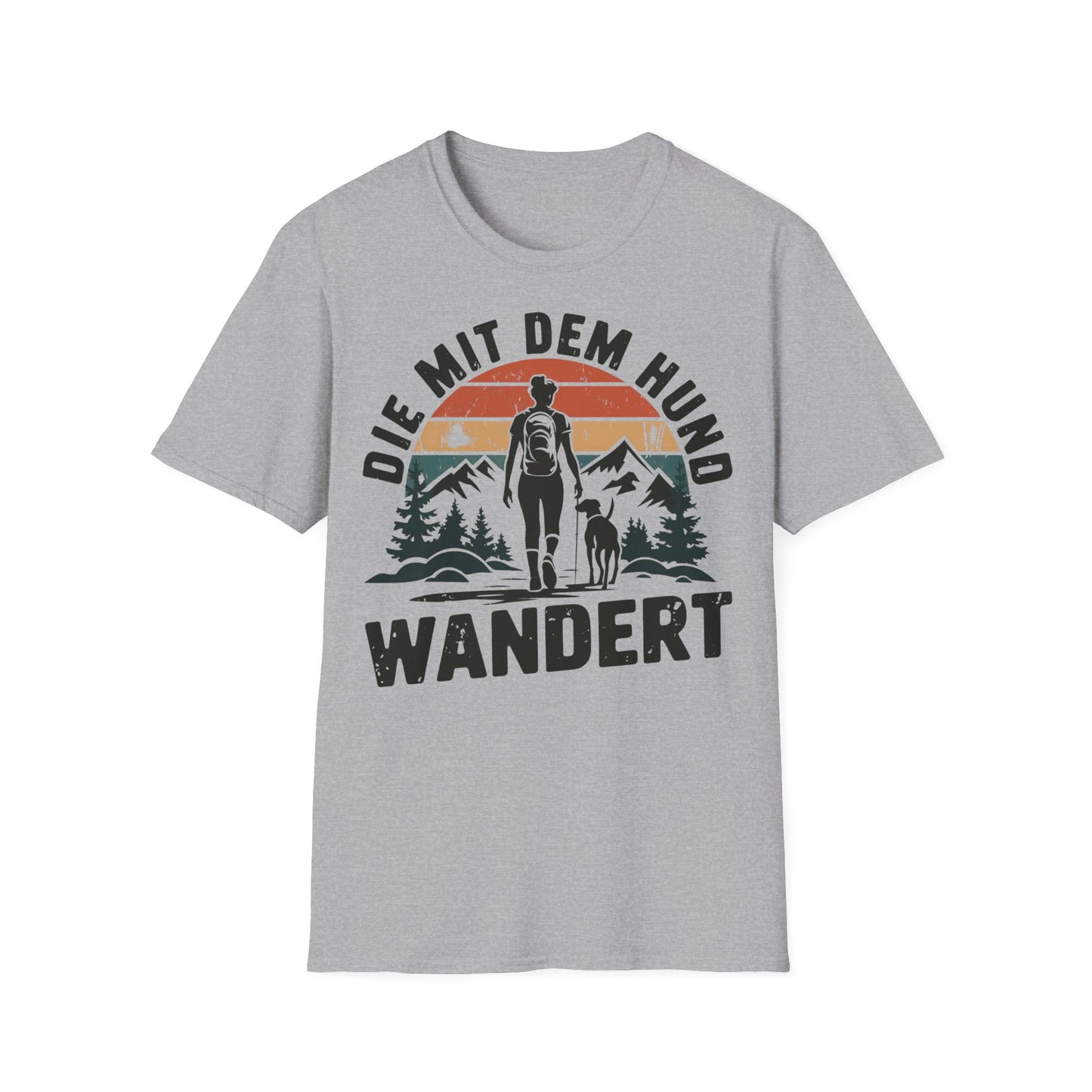 Die mit dem Hund wandert, Shirt für Frauen, Hundeliebhaberinnen und Wanderfreunde