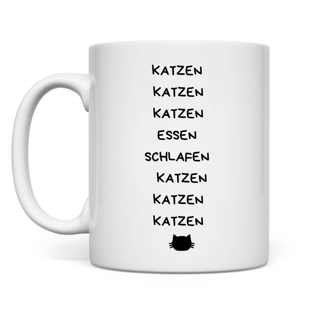 Tasse Katzen.Essen.Schlafen.Katzen