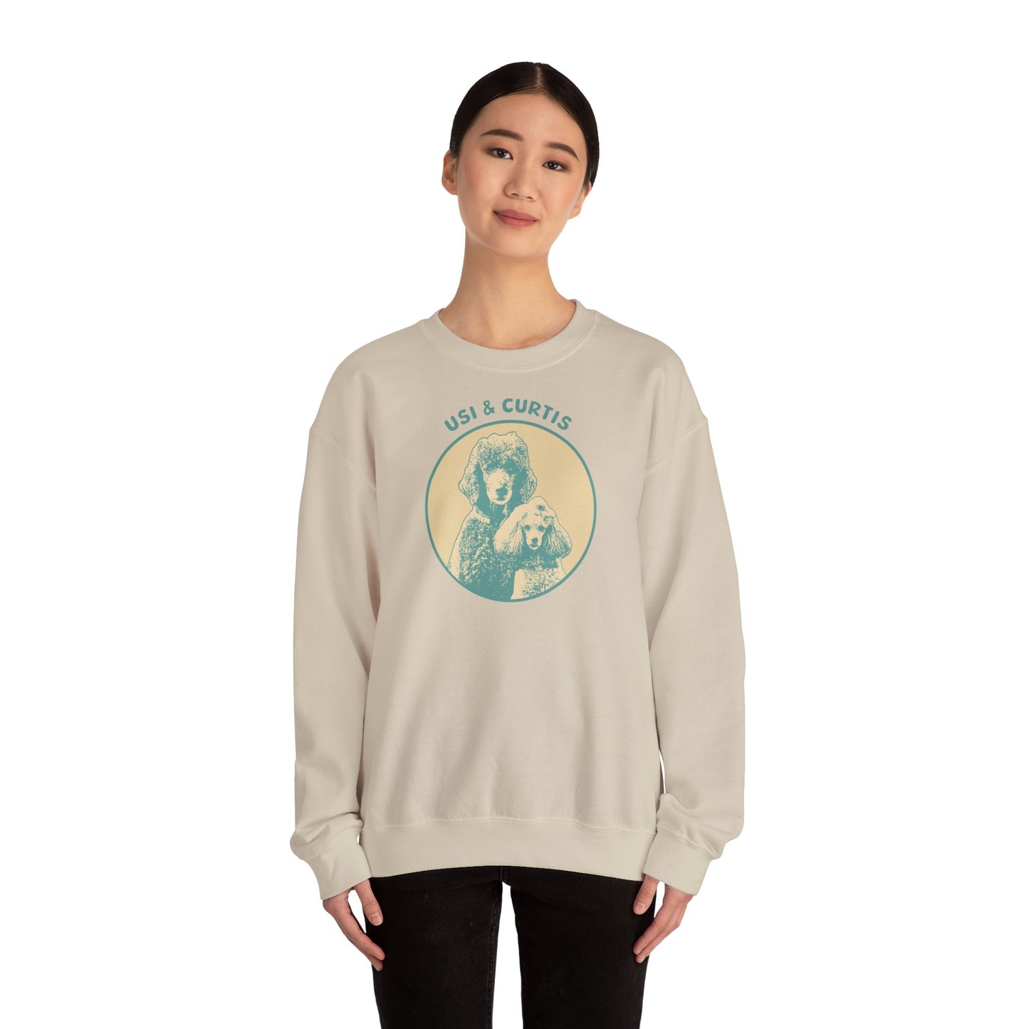 Eco-Friendly Unisex Heavy Blend™ Crewneck Sweatshirt - UsI & Curtis Poodle Design