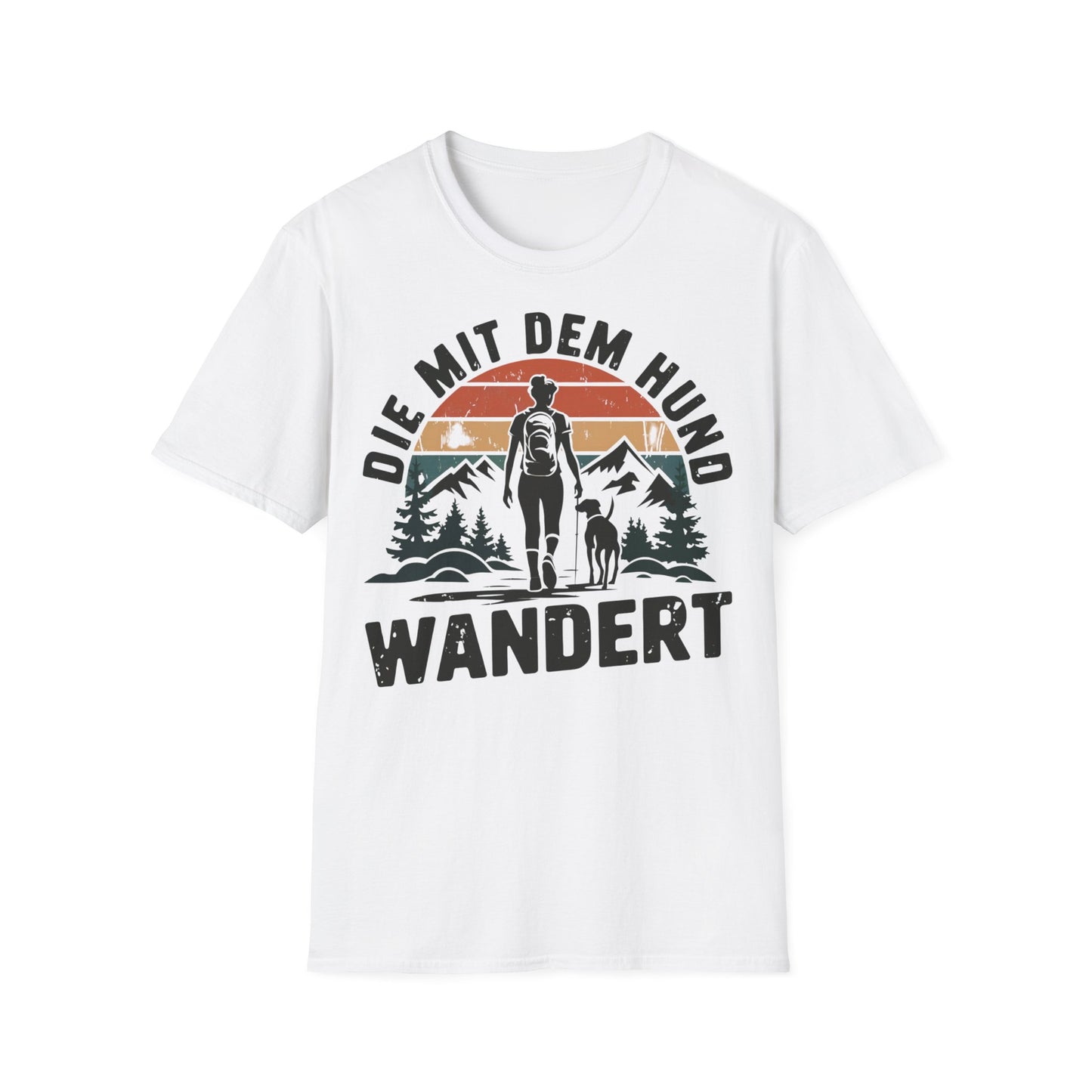 Die mit dem Hund wandert, Shirt für Frauen, Hundeliebhaberinnen und Wanderfreunde