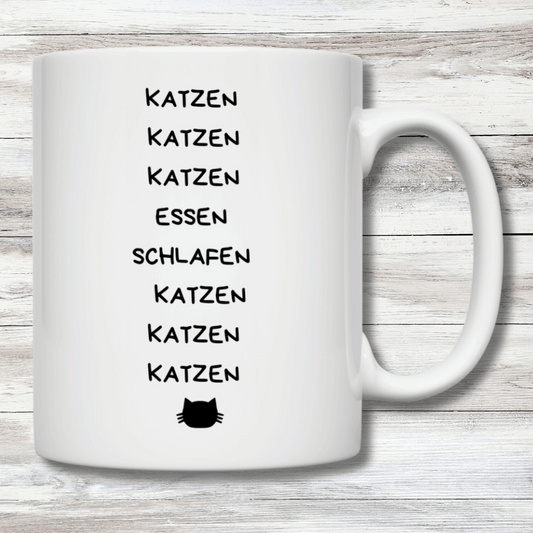 Tasse Katzen.Essen.Schlafen.Katzen