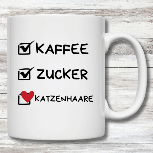 Tasse Kaffee, Zucker, Katzenhaare