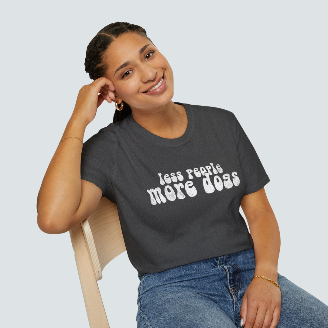 Less People More Dogs, T-Shirt für Hundeliebhaber, Softstyle T-Shirt