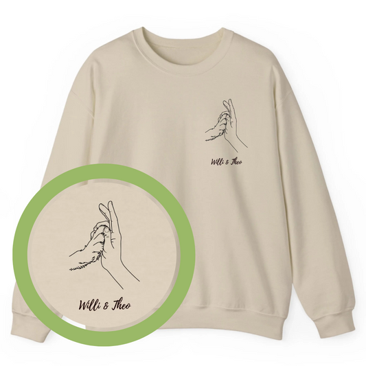 Sweatshirt Hand und Pfote mit Namen