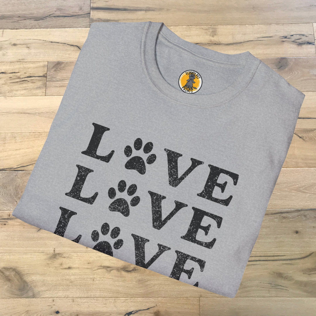 Love mit Hundepfote, Unisex Softstyle T-Shirt - Perfekt für Hundeliebhaber und als Geschenkidee