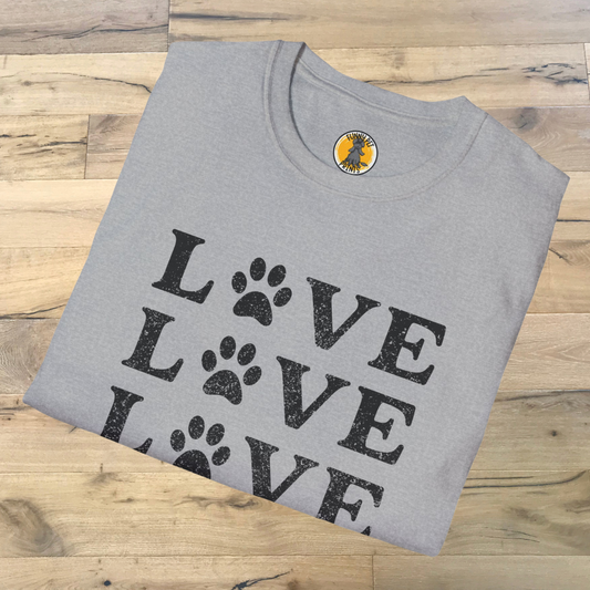 Love mit Hundepfote, Unisex Softstyle T-Shirt - Perfekt für Hundeliebhaber und als Geschenkidee