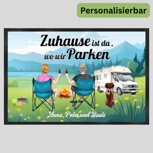 Camping Fussmatte für Hundefreunde -  personalisierbar