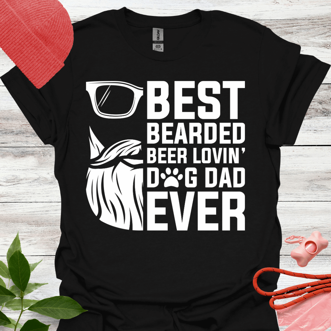 `Best bearded beer loving dog dad ever. Lustiges T-Shirt für Hunde- und Bierliebhaber. Unisex Softstyle T-Shirt