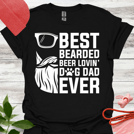 `Best bearded beer loving dog dad ever. Lustiges T-Shirt für Hunde- und Bierliebhaber. Unisex Softstyle T-Shirt
