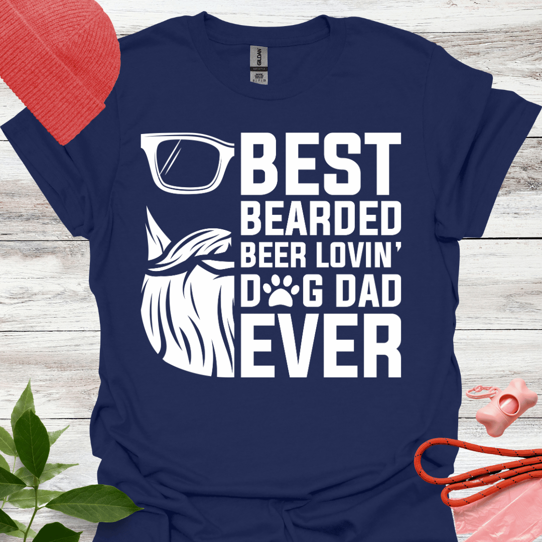 `Best bearded beer loving dog dad ever. Lustiges T-Shirt für Hunde- und Bierliebhaber. Unisex Softstyle T-Shirt