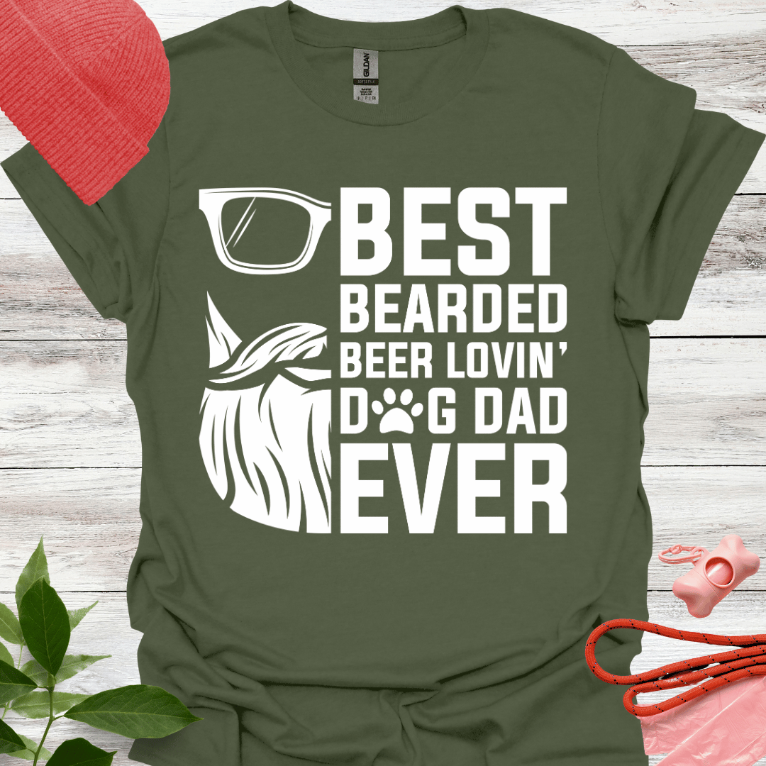 `Best bearded beer loving dog dad ever. Lustiges T-Shirt für Hunde- und Bierliebhaber. Unisex Softstyle T-Shirt