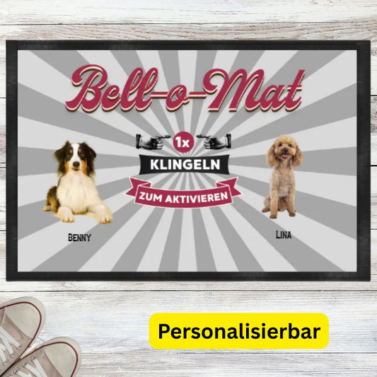 Bell-o-Mat - Lustige Fußmatte für Hundehalter bis 2 Hunde