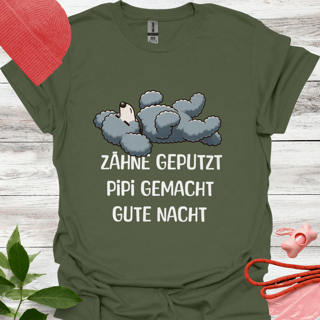 Süsses Schlafshirt, Zähne geputzt, Pipi gemacht, Gute Nacht, T-Shirt für Pudelliebhaber, Unisex Softstyle T-Shirt