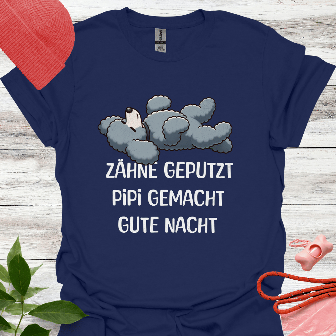 Süsses Schlafshirt, Zähne geputzt, Pipi gemacht, Gute Nacht, T-Shirt für Pudelliebhaber, Unisex Softstyle T-Shirt