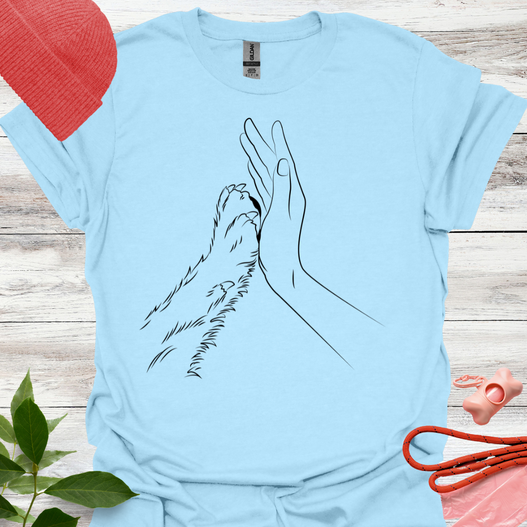 Pfote und  Hand, T-Shirt für Hundeliebhaber, Unisex Softstyle T-Shirt