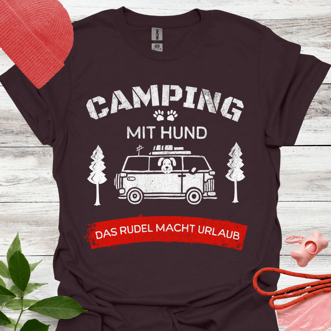 Lustiges T-Shirt für Camper und Hundeliebhaber, Das Rudel macht Urlaub, Unisex Softstyle T-Shirt