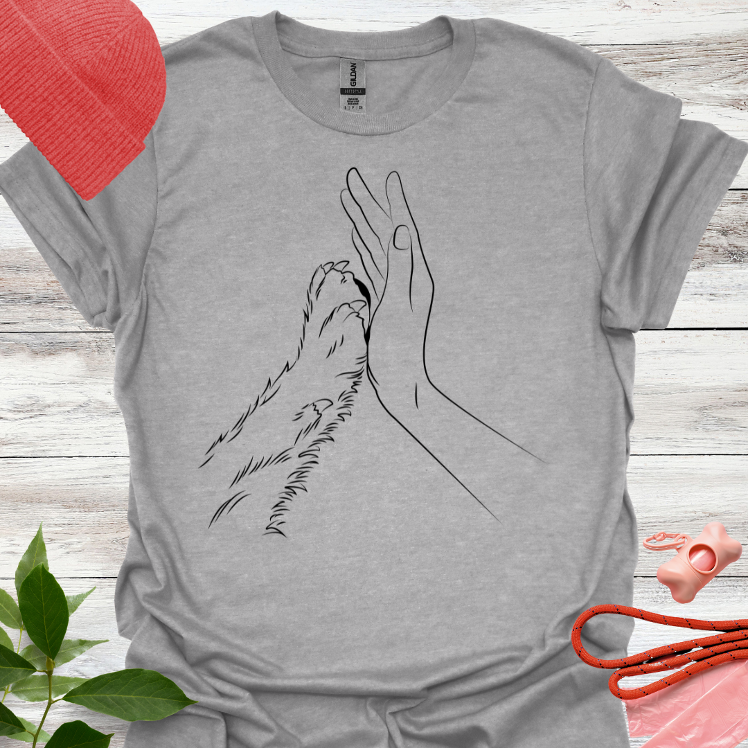 Pfote und  Hand, T-Shirt für Hundeliebhaber, Unisex Softstyle T-Shirt