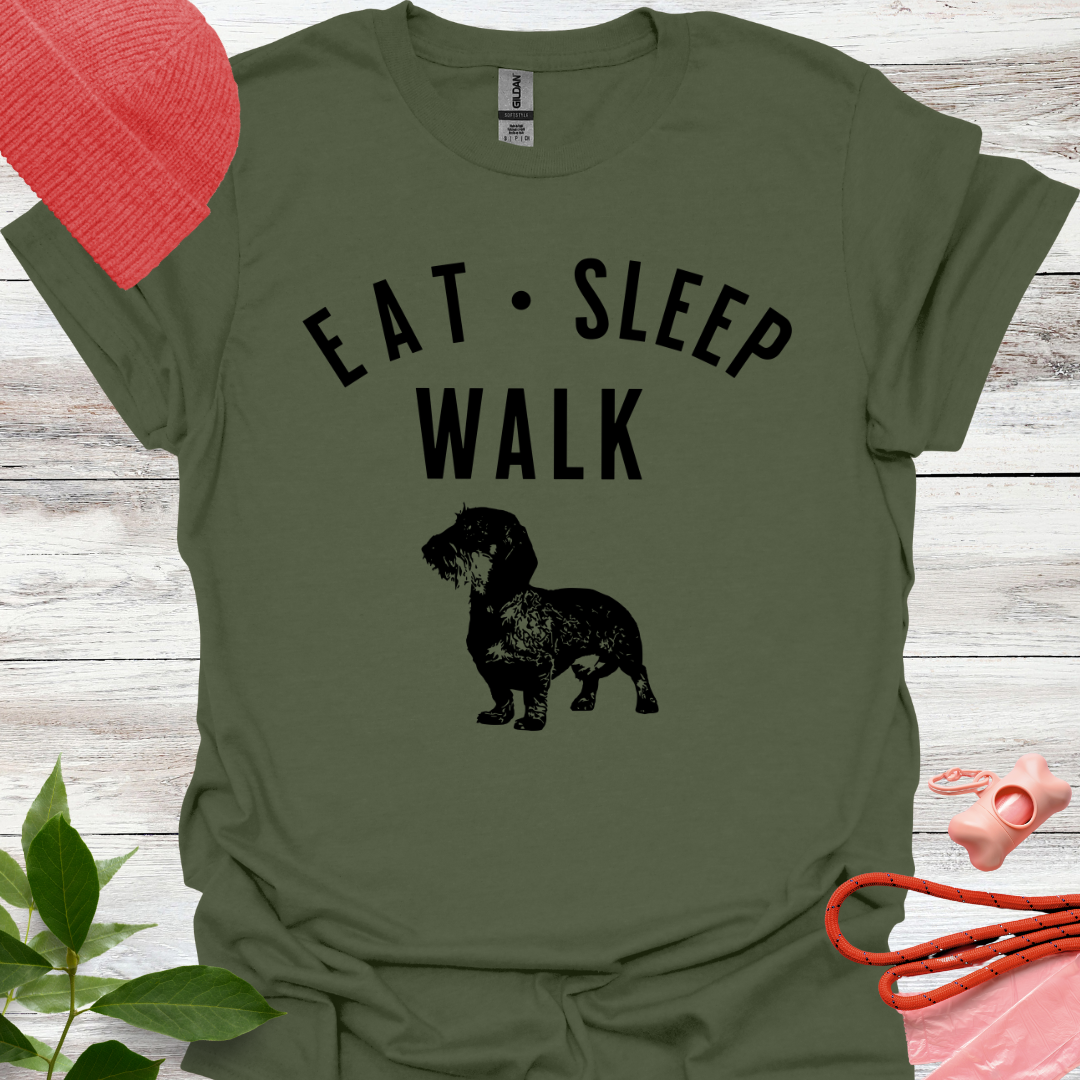 Eat, sleep, walk Dackel, Lustiges T-Shirt für Dackelliebhaber, Unisex Softstyle Shirt