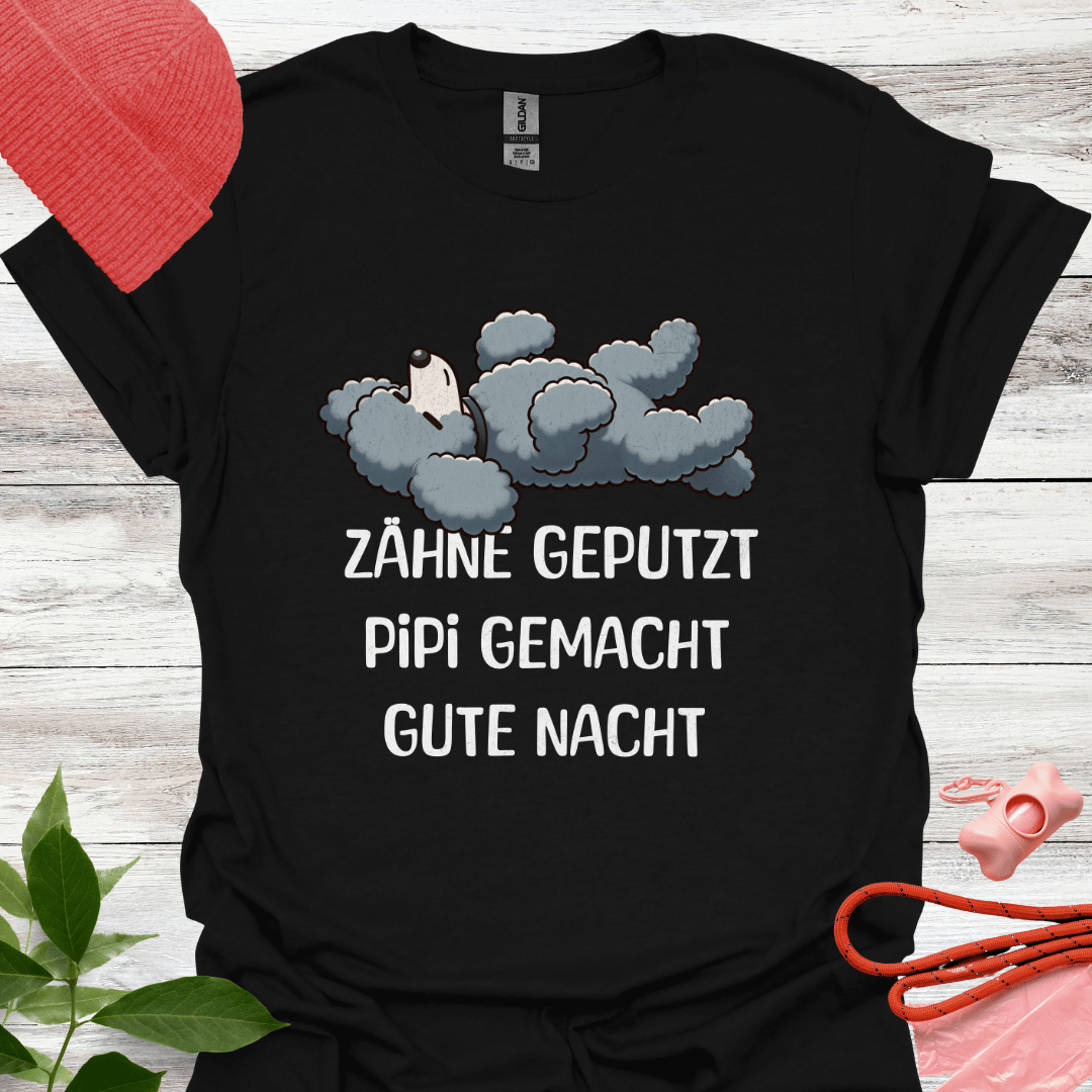 Süsses Schlafshirt, Zähne geputzt, Pipi gemacht, Gute Nacht, T-Shirt für Pudelliebhaber, Unisex Softstyle T-Shirt