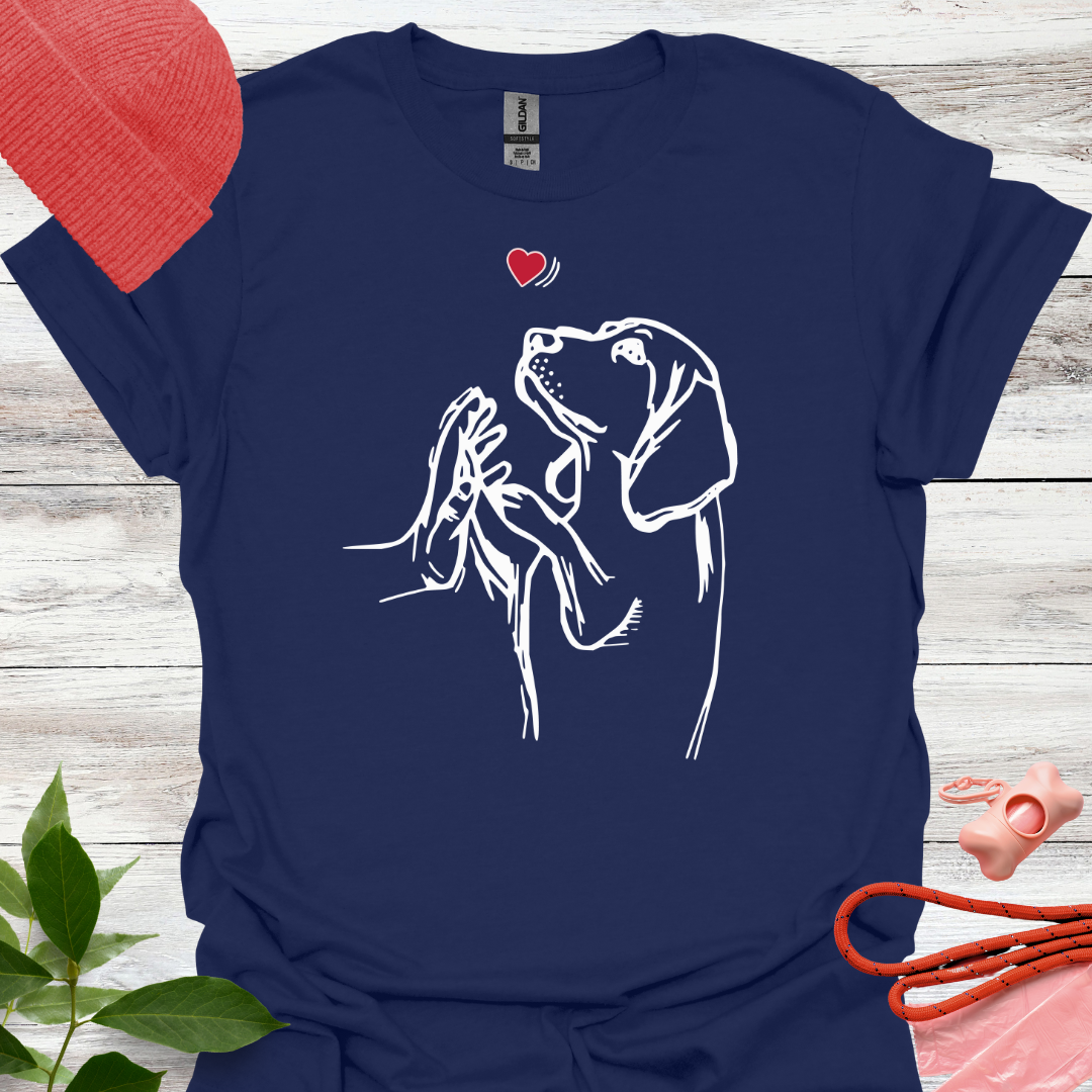 Hund legt Pfote in die Hand, T-Shirt für Hundeliebhaber, Unisex Softstyle T-Shirt