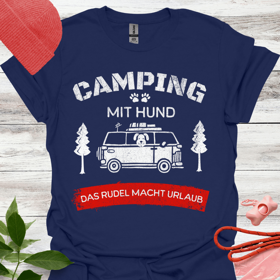 Lustiges T-Shirt für Camper und Hundeliebhaber, Das Rudel macht Urlaub, Unisex Softstyle T-Shirt