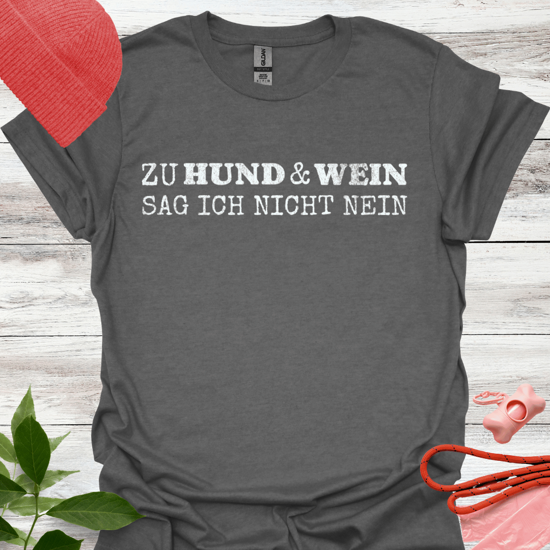 Zu Hund und Wein sag ich nicht nein, lustiges T-Shirt für Hunde- und Weinliebhaber, Unisex Softstyle T-Shirt