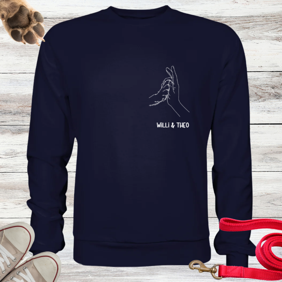 Kuscheliges Sweatshirt mit Hand und Pfote personalisiert