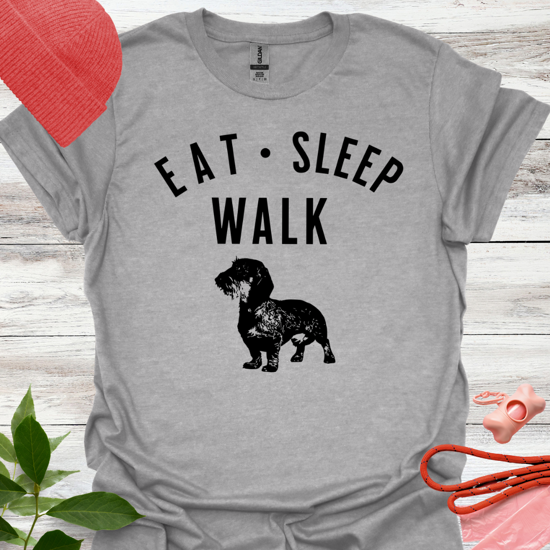 Eat, sleep, walk Dackel, Lustiges T-Shirt für Dackelliebhaber, Unisex Softstyle Shirt