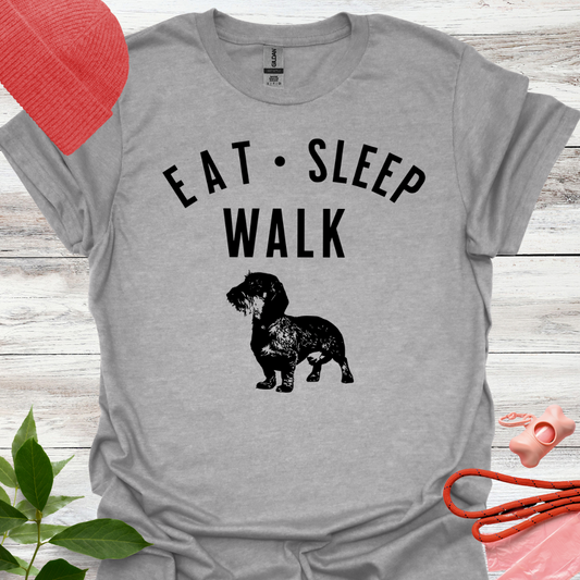 Eat, sleep, walk Dackel, Lustiges T-Shirt für Dackelliebhaber, Unisex Softstyle Shirt