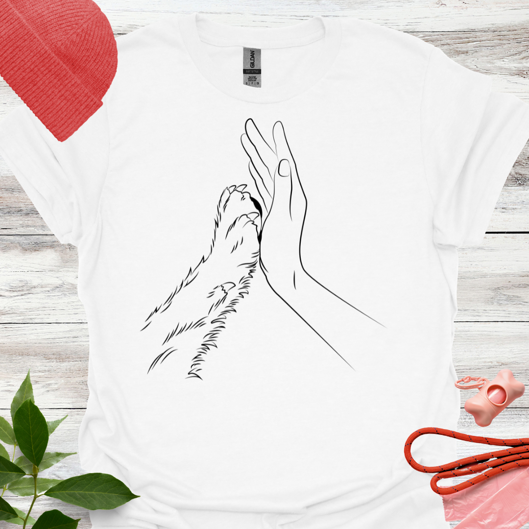 Pfote und  Hand, T-Shirt für Hundeliebhaber, Unisex Softstyle T-Shirt