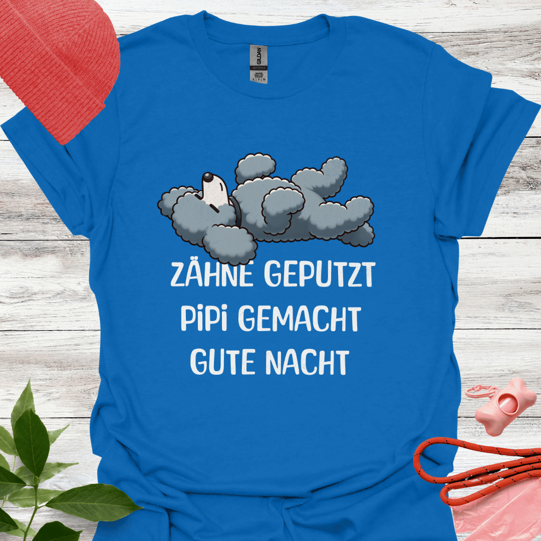 Süsses Schlafshirt, Zähne geputzt, Pipi gemacht, Gute Nacht, T-Shirt für Pudelliebhaber, Unisex Softstyle T-Shirt