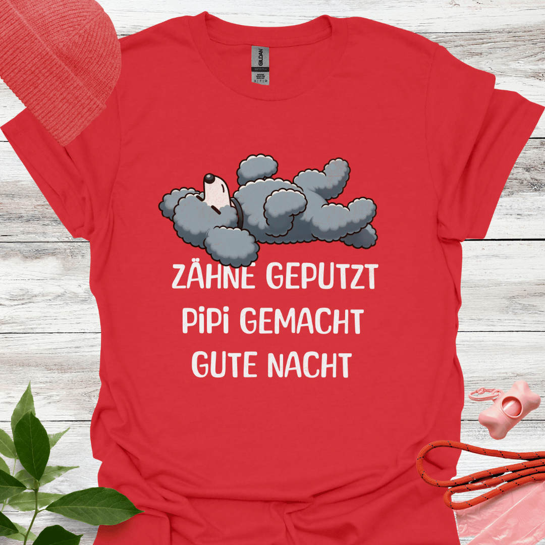 Süsses Schlafshirt, Zähne geputzt, Pipi gemacht, Gute Nacht, T-Shirt für Pudelliebhaber, Unisex Softstyle T-Shirt