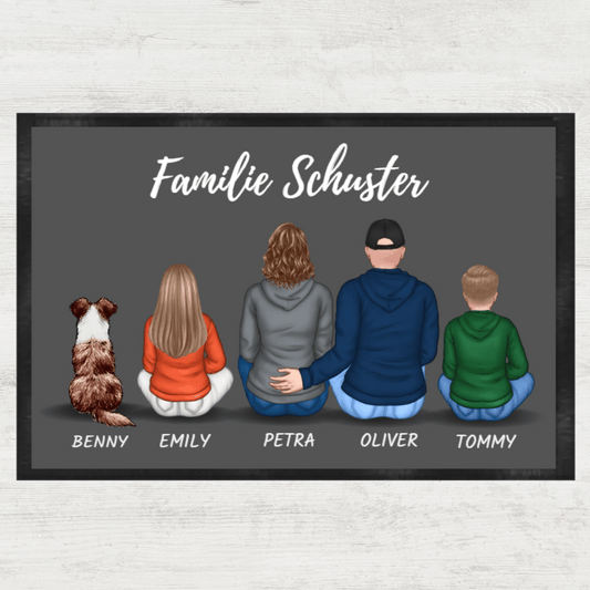 Fussmatte Familie mit Hund - Fußmatte 60x40cm - individuell anpassbar