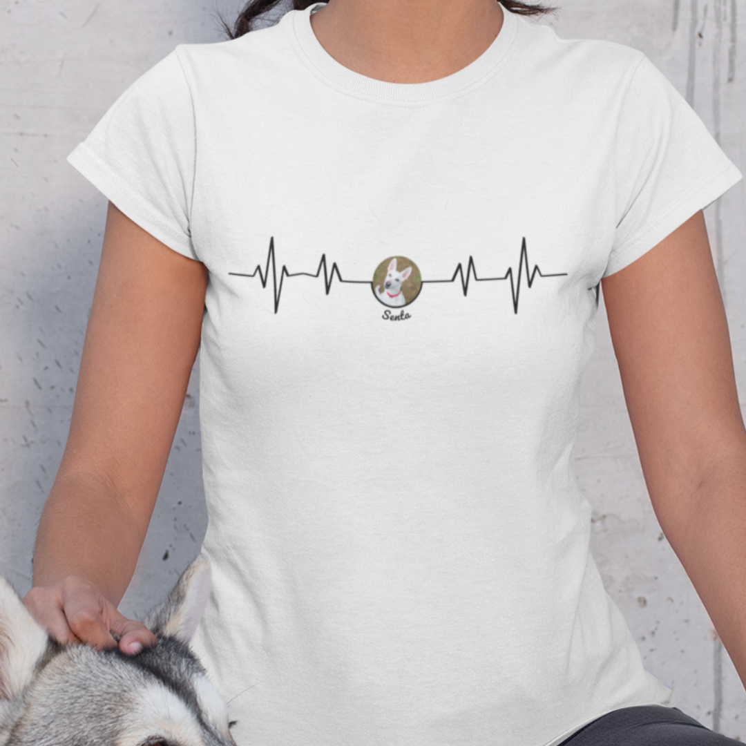 Heartbeat mit Foto und Name deines Haustieres  - Ladies Premium Shirt