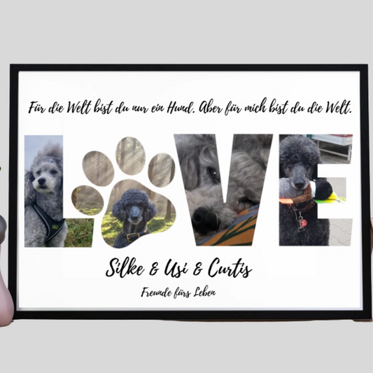 Poster "Love" personalisierbar mit Fotos und Namen Ihrer Haustiere