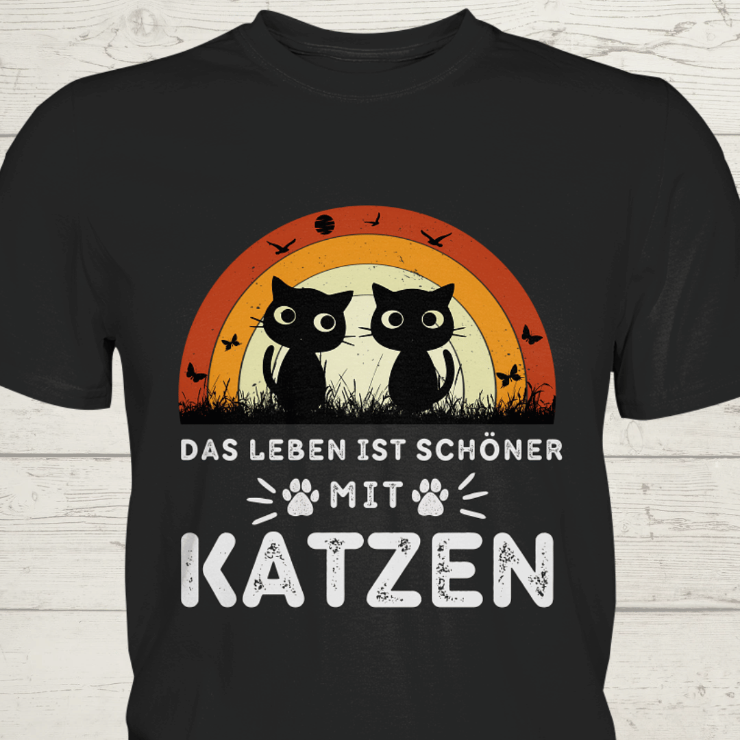 Das Leben ist schöner mit Katzen - Premium Shirt