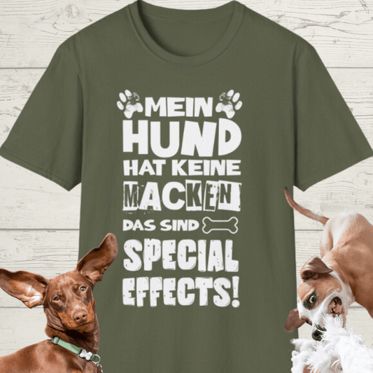 Herren Premium Bio T-Shirt "Mein Hund hat keine Macken, das sind Special Effects"