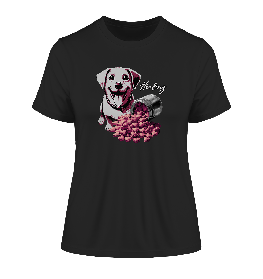 Organic Shirt - Healing Dog - Fitted Ladies Organic Shirt