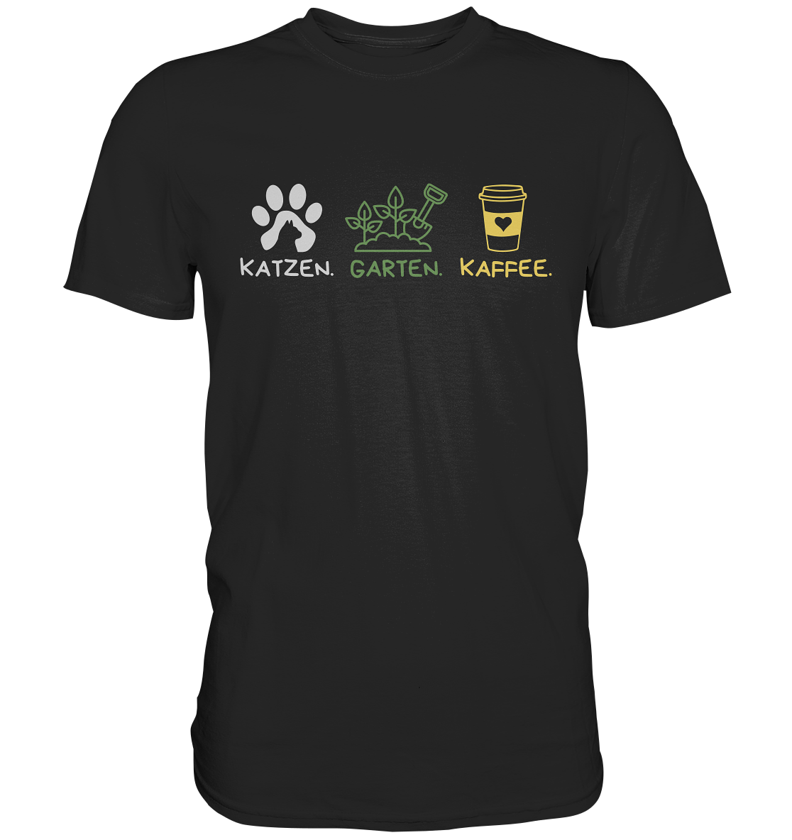 Unisex Premium T-Shirt "Katzen.Garten.Kaffee." - Premium Shirt