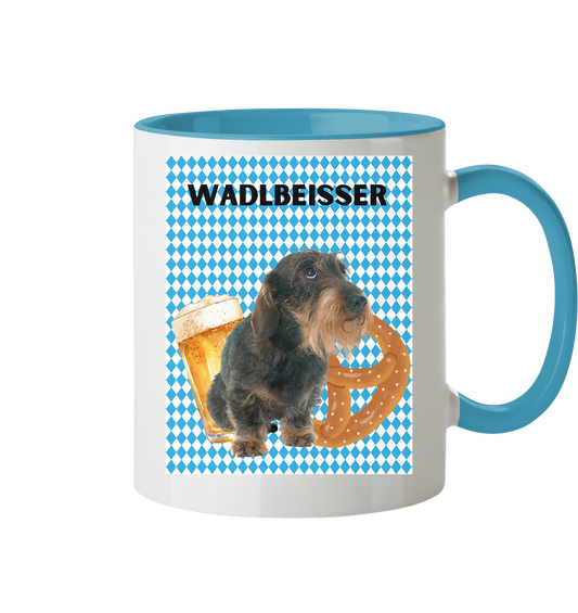 Dackel Tasse farbig "Wadlbeisser"  - Tasse zweifarbig